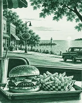 Illustration: a smash burger at a lakeside diner in Durham Region